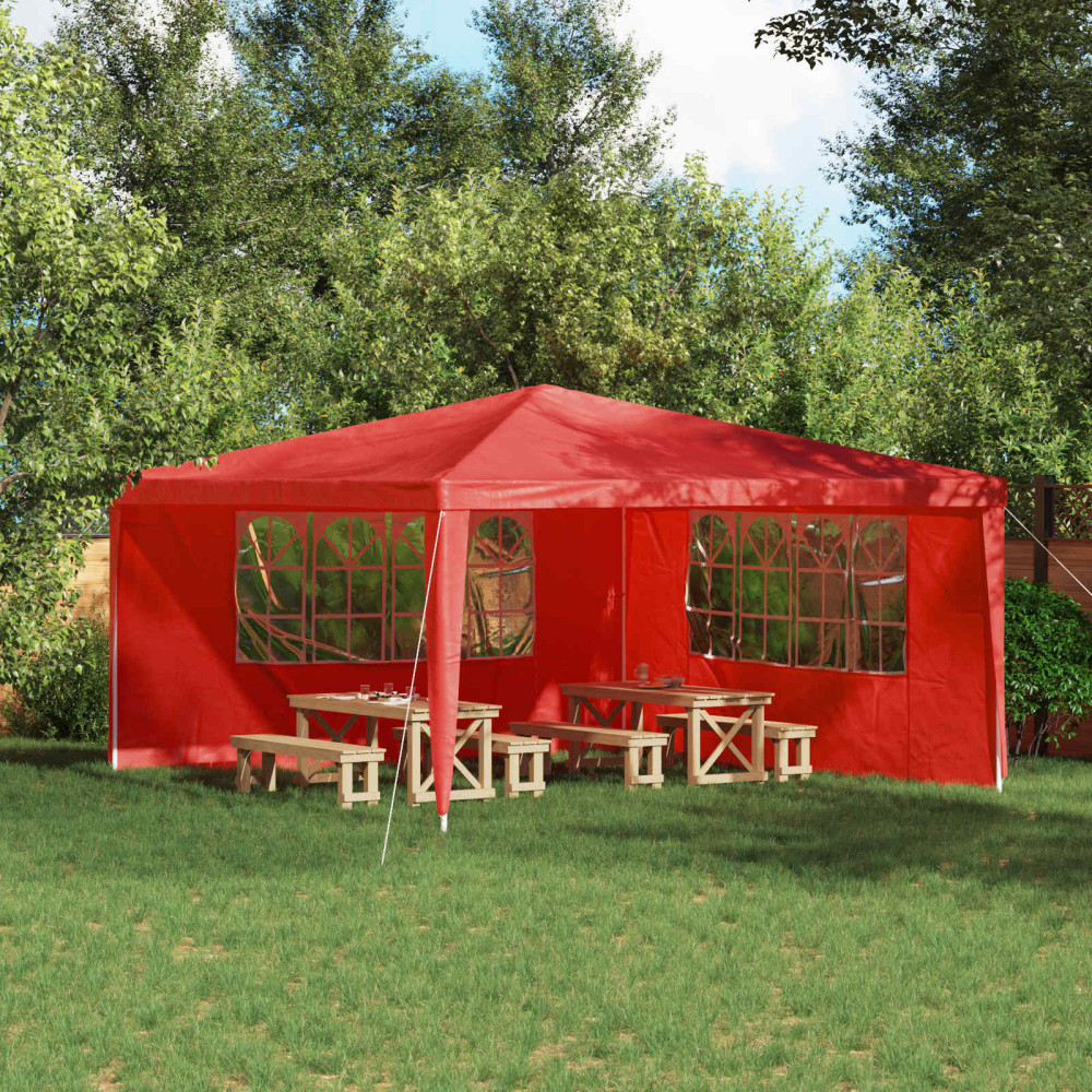 Produktbild för Partytältvägg 2 pcs 400 x 195 cm Röd PE och stål