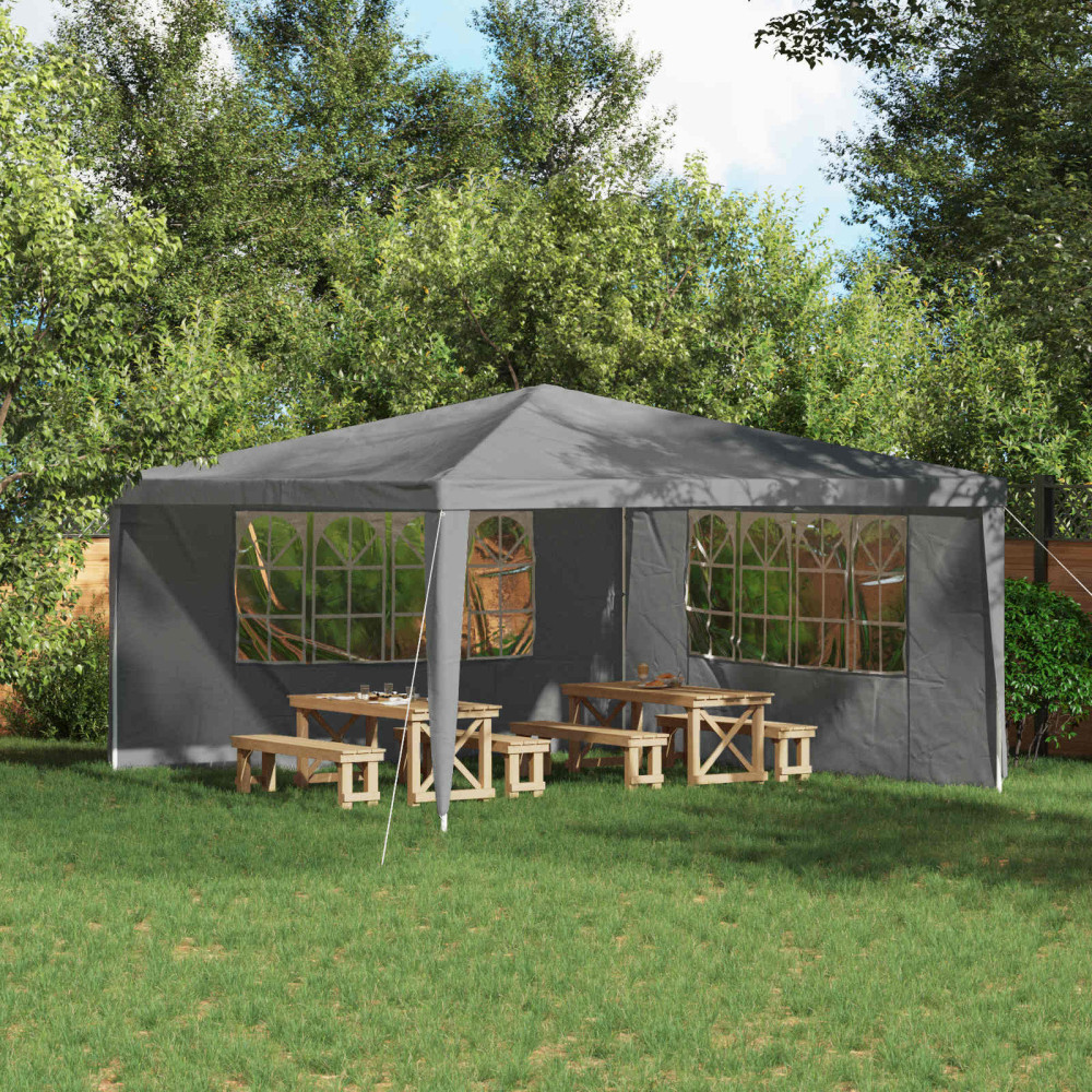 Produktbild för Partytältvägg 2 pcs 400 x 195 cm Ljusgrå PE och stål