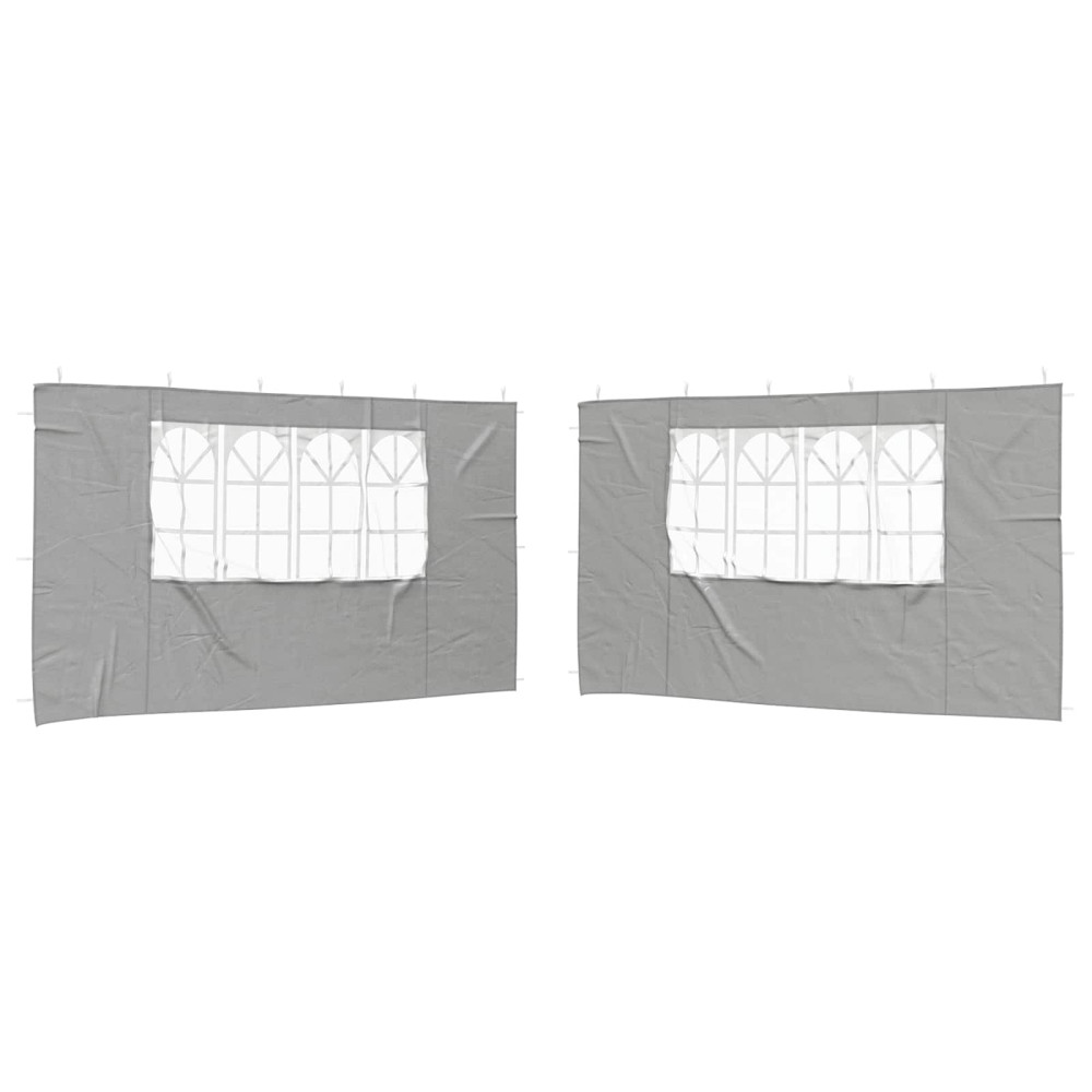 Produktbild för Partytältvägg 2 pcs 400 x 195 cm Ljusgrå PE och stål
