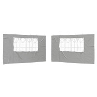 Produktbild för Partytältvägg 2 pcs 400 x 195 cm Ljusgrå PE och stål