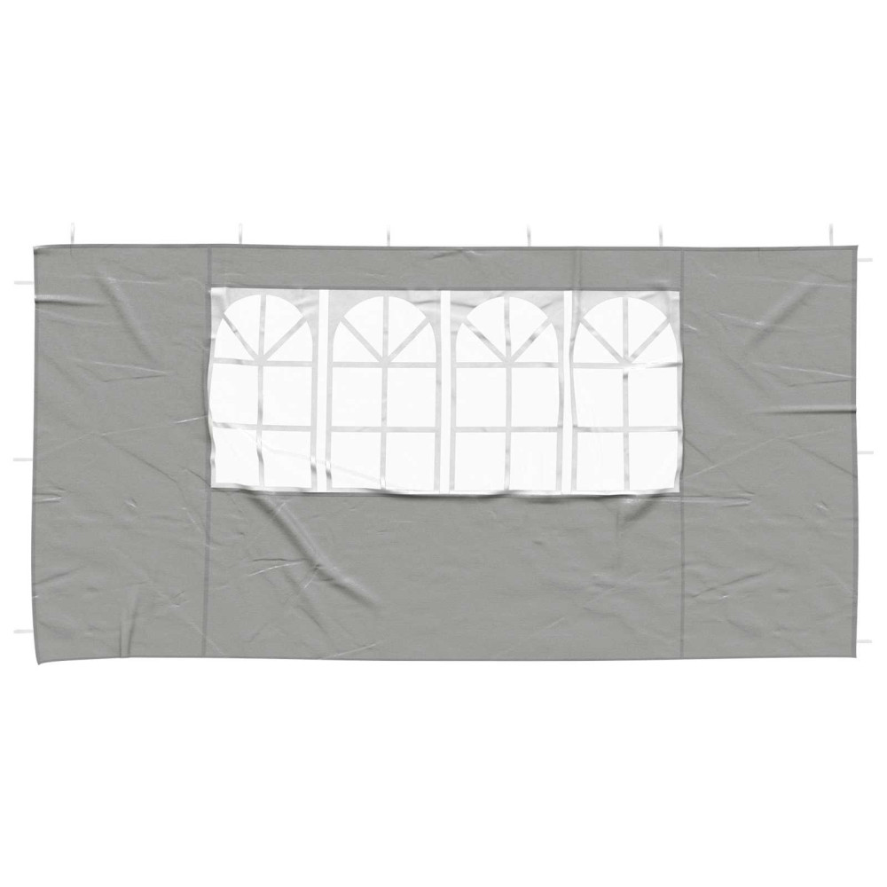 Produktbild för Partytältvägg 2 pcs 400 x 195 cm Ljusgrå PE och stål