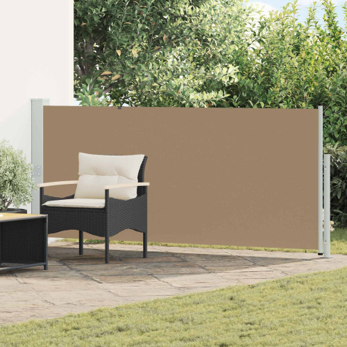 vidaXL Utfällbar sidomarkis Taupe 500 x 140 cm Polyester - Parasoll & Övriga Solskydd