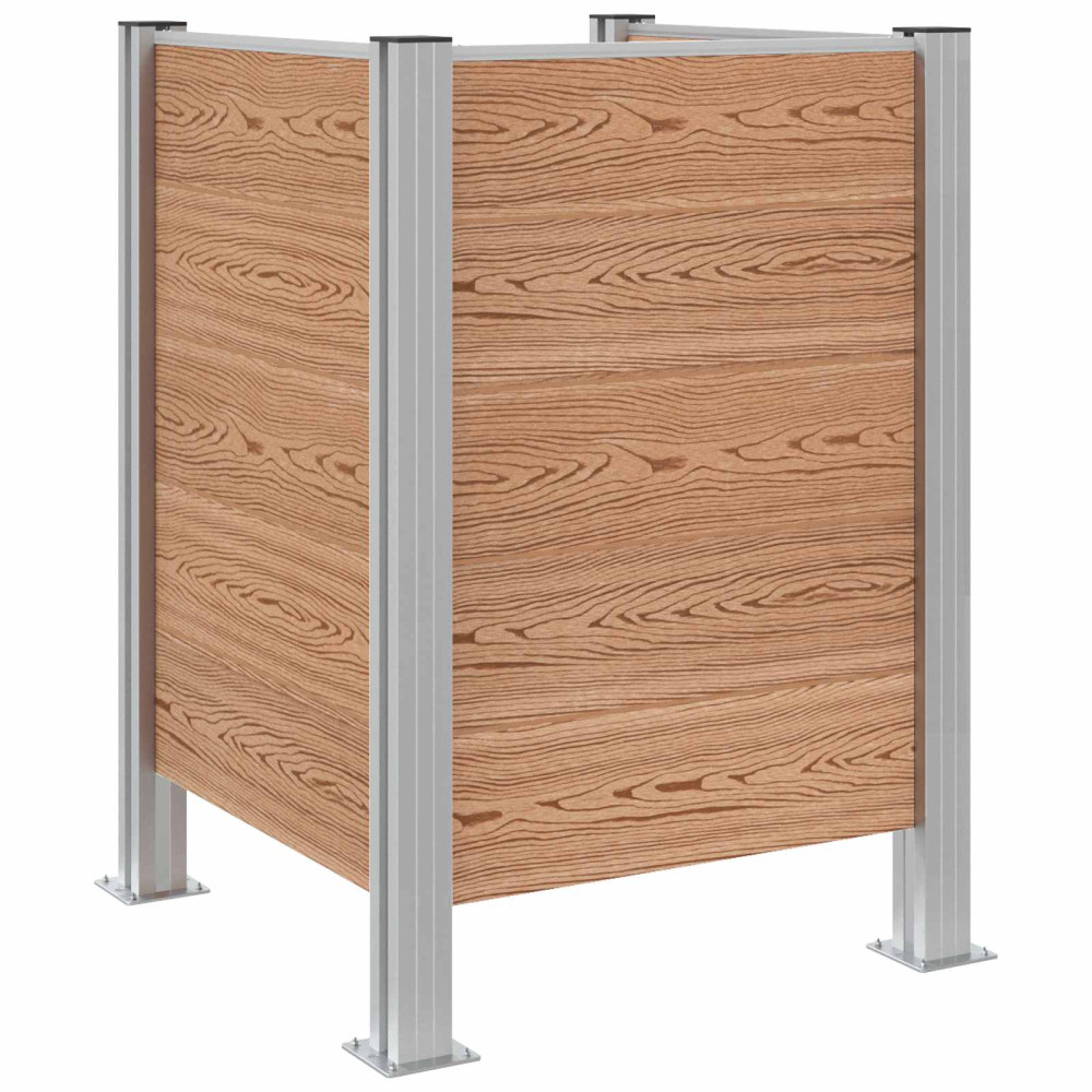 Produktbild för Skräpkorgstaket Brun 85 x 85 x 115 cm Aluminium och WPC