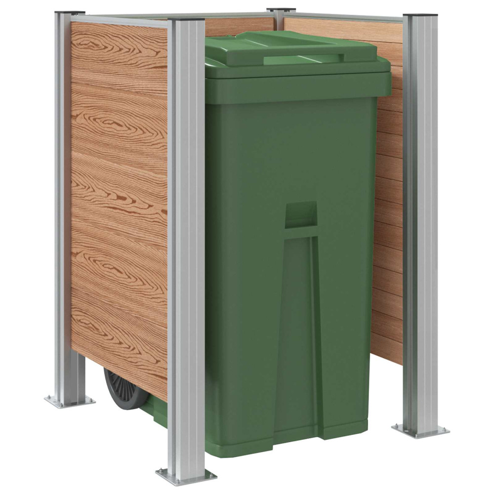 Produktbild för Skräpkorgstaket Brun 85 x 85 x 115 cm Aluminium och WPC