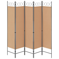 Produktbild för 5-panel rumsavskiljare Beige 200 x 180 cm Tyg