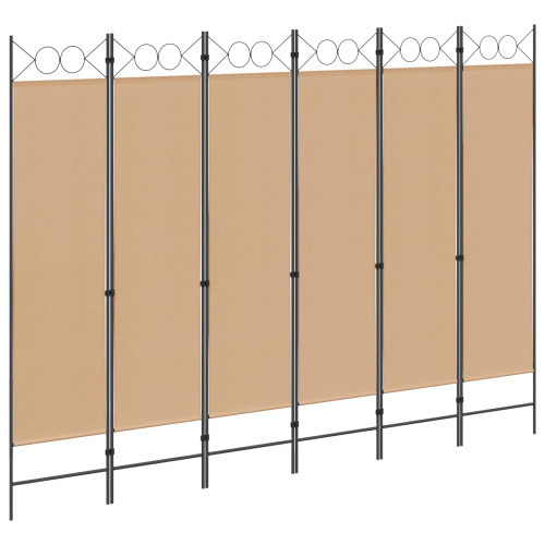 vidaXL 6-panelers rumsavdelare Beige 240 x 180 cm Tyg