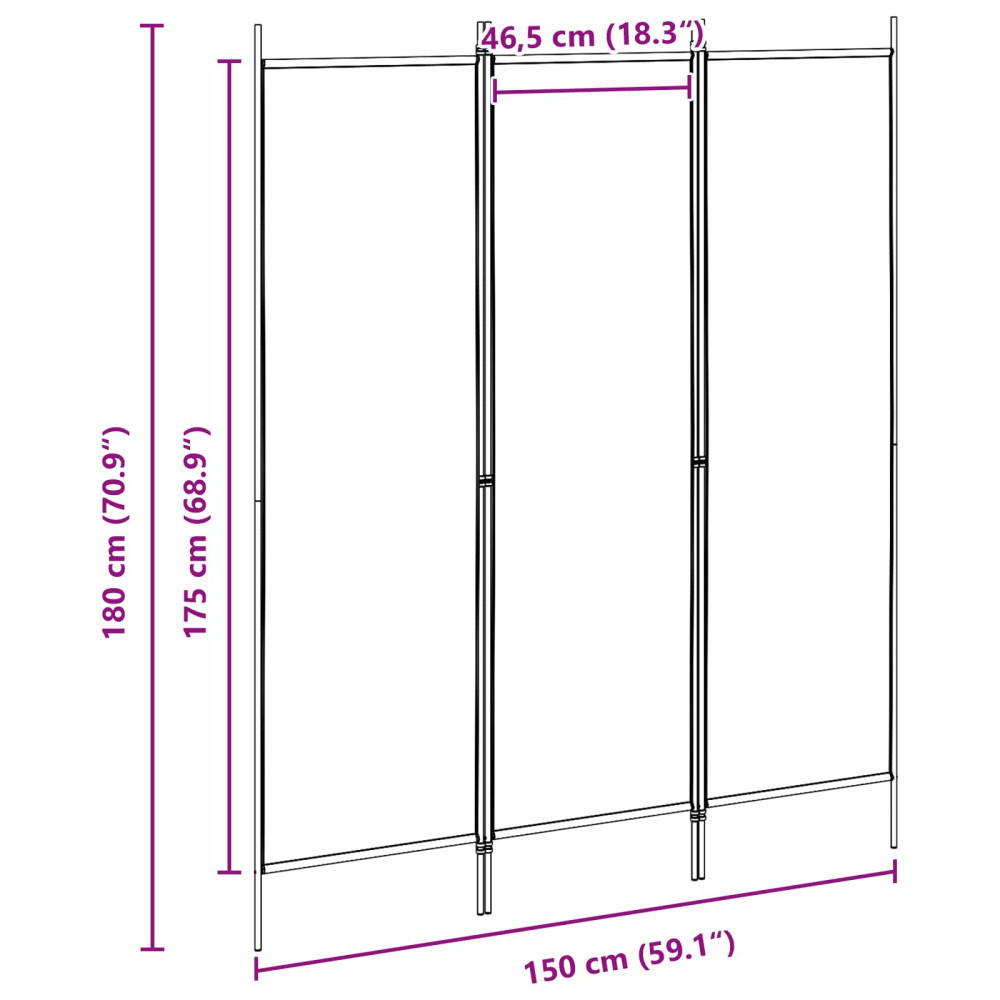 Produktbild för 3-panelers rumskärm Beige 150 x 180 cm Tyg