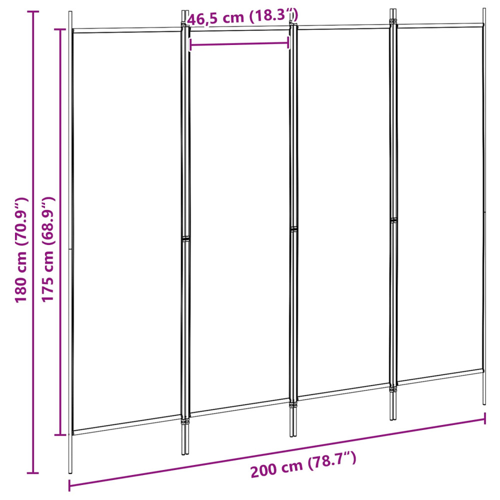 Produktbild för 4-panelig rumsavskiljare Beige 200 x 180 cm Tyg