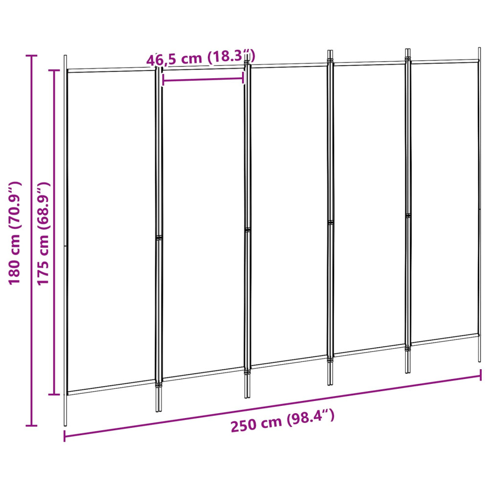 Produktbild för 5-panel rumsavskiljare Beige 250 x 180 cm Tyg