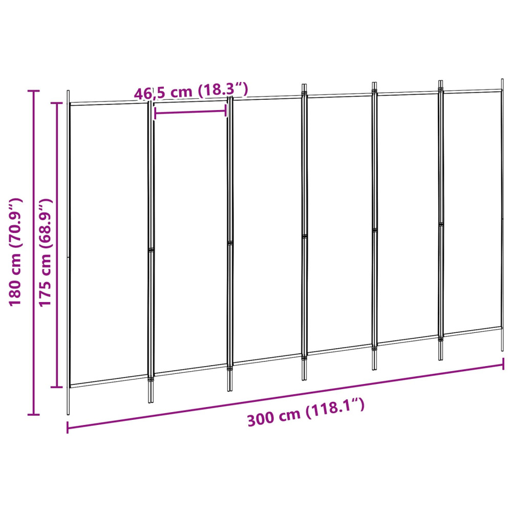 Produktbild för 6-panelers rumsavdelare Beige 300 x 180 cm Tyg