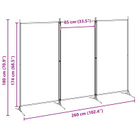 Produktbild för 3-panelers rumsavdelare Beige 260 x 180 cm Tyg