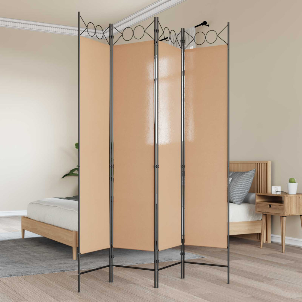 Produktbild för 4-panelig rumsavskiljare Beige 160 x 200 cm Tyg