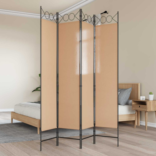 vidaXL 4-panelig rumsavskiljare Beige 160 x 200 cm Tyg