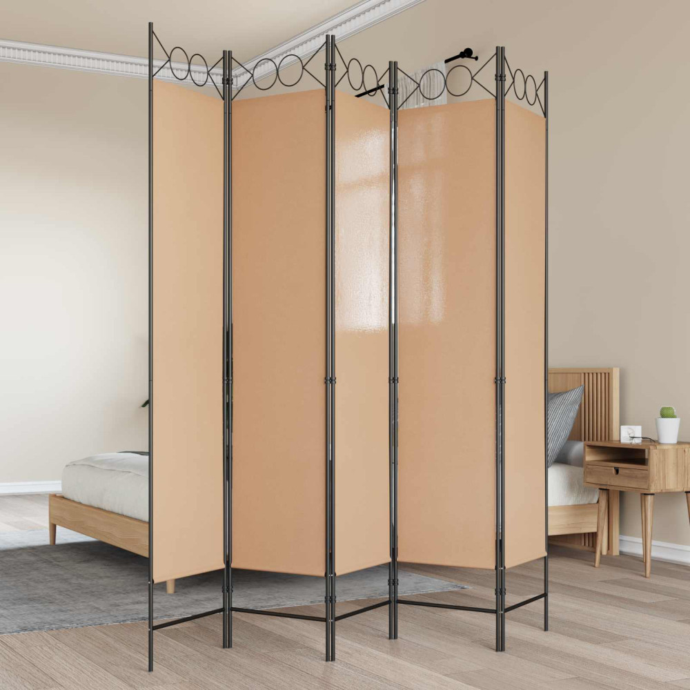 Produktbild för 5-panel rumsavskiljare Beige 200 x 200 cm Tyg