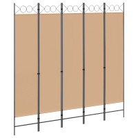 Produktbild för 5-panel rumsavskiljare Beige 200 x 200 cm Tyg