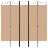 Produktbild för 5-panel rumsavskiljare Beige 200 x 200 cm Tyg