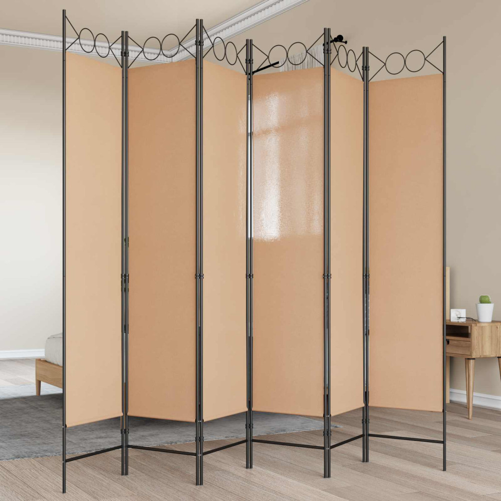 Produktbild för 6-panelers rumsavdelare Beige 240 x 200 cm Tyg