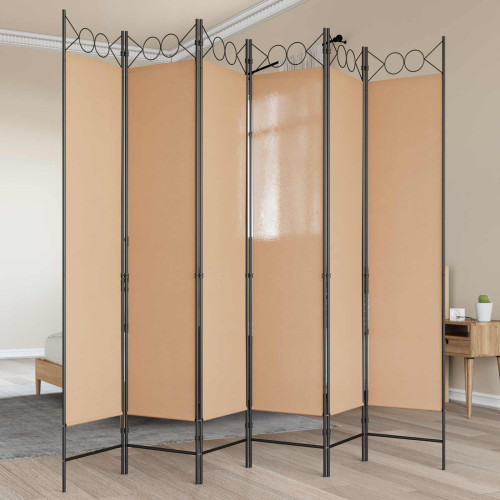 vidaXL 6-panelers rumsavdelare Beige 240 x 200 cm Tyg