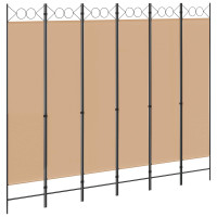 Produktbild för 6-panelers rumsavdelare Beige 240 x 200 cm Tyg