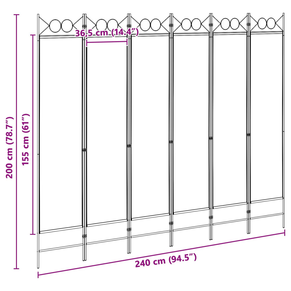 Produktbild för 6-panelers rumsavdelare Beige 240 x 200 cm Tyg