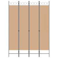 Produktbild för 4-panelig rumsavskiljare Beige 160 x 220 cm Tyg