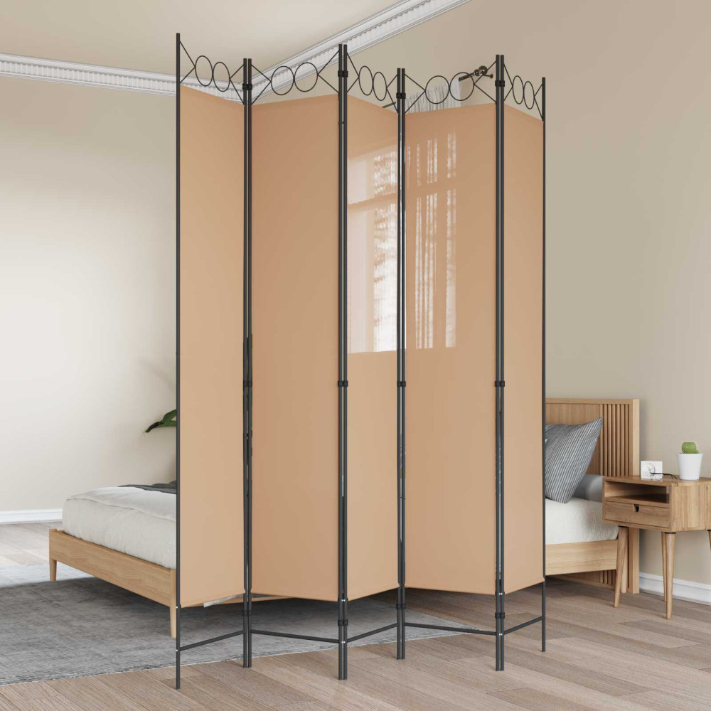 Produktbild för 5-panel rumsavskiljare Beige 200 x 220 cm Tyg