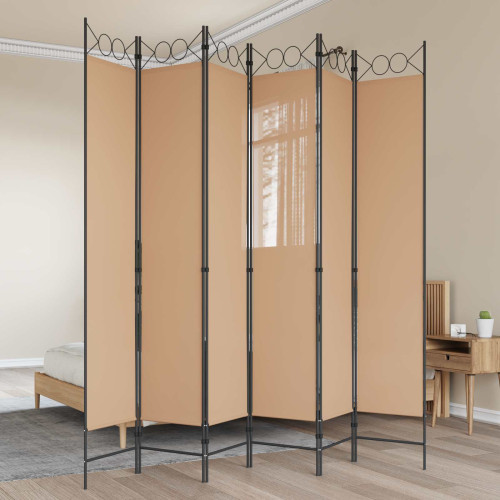 vidaXL 6-panelers rumsavdelare Beige 240 x 220 cm Tyg