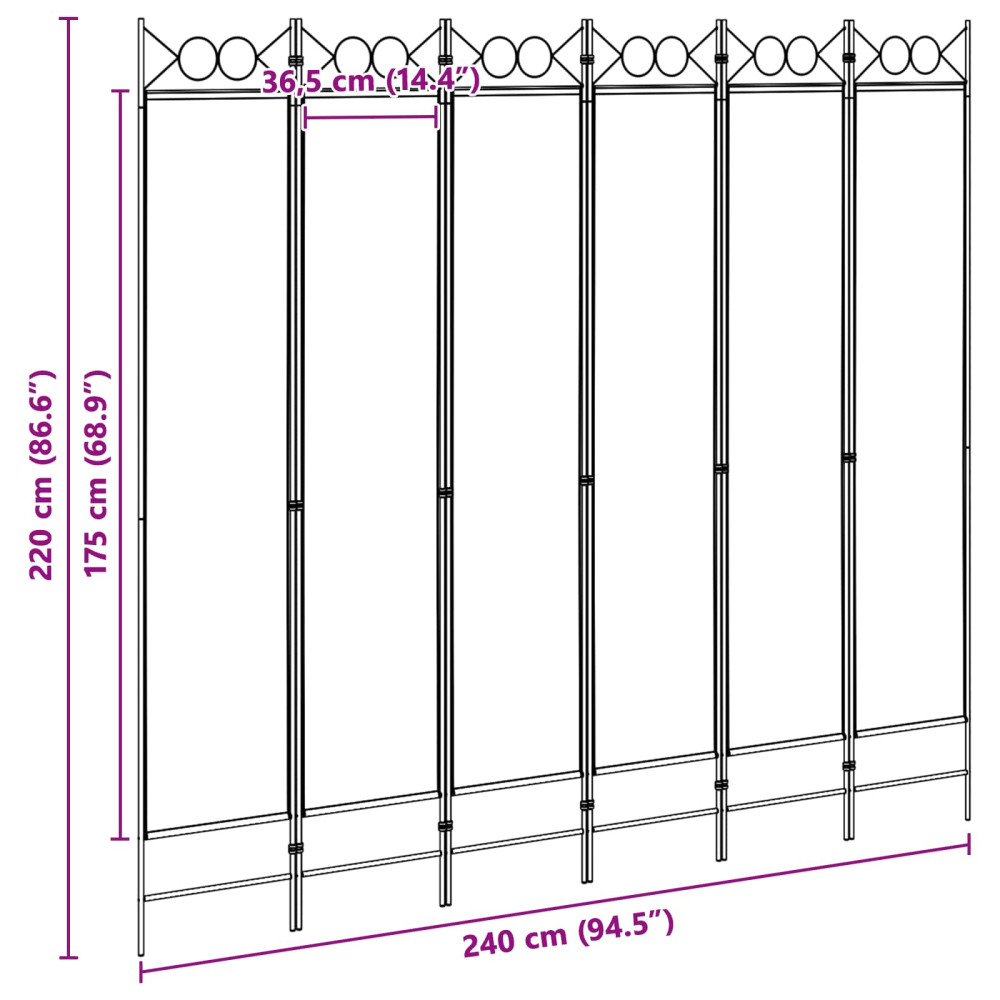 Produktbild för 6-panelers rumsavdelare Beige 240 x 220 cm Tyg
