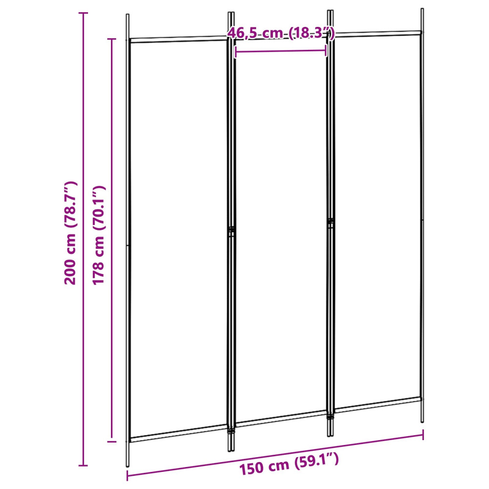 Produktbild för 3-panelers rumsavdelare Beige 150 x 200 cm Tyg