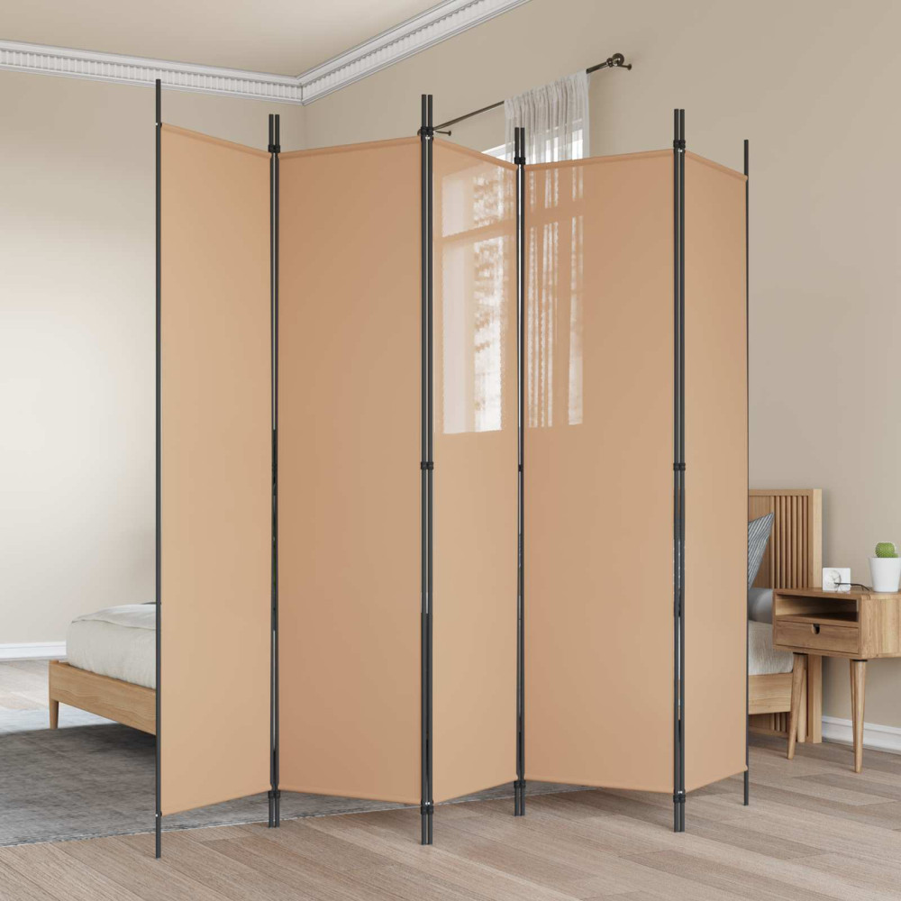 Produktbild för 5-panel rumsavskiljare Beige 250 x 200 cm Tyg
