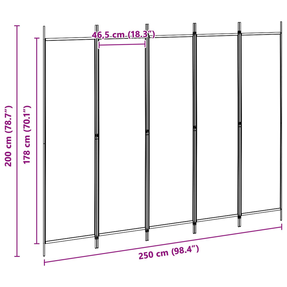 Produktbild för 5-panel rumsavskiljare Beige 250 x 200 cm Tyg