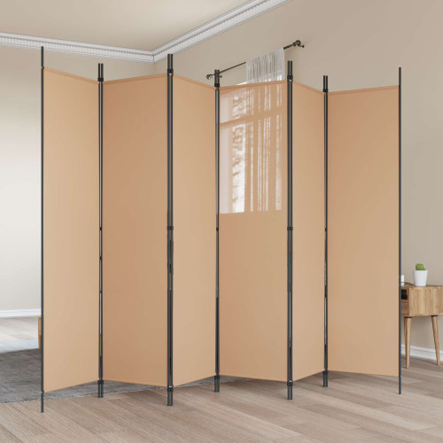 vidaXL 6-panelers rumsavdelare Beige 300 x 200 cm Tyg