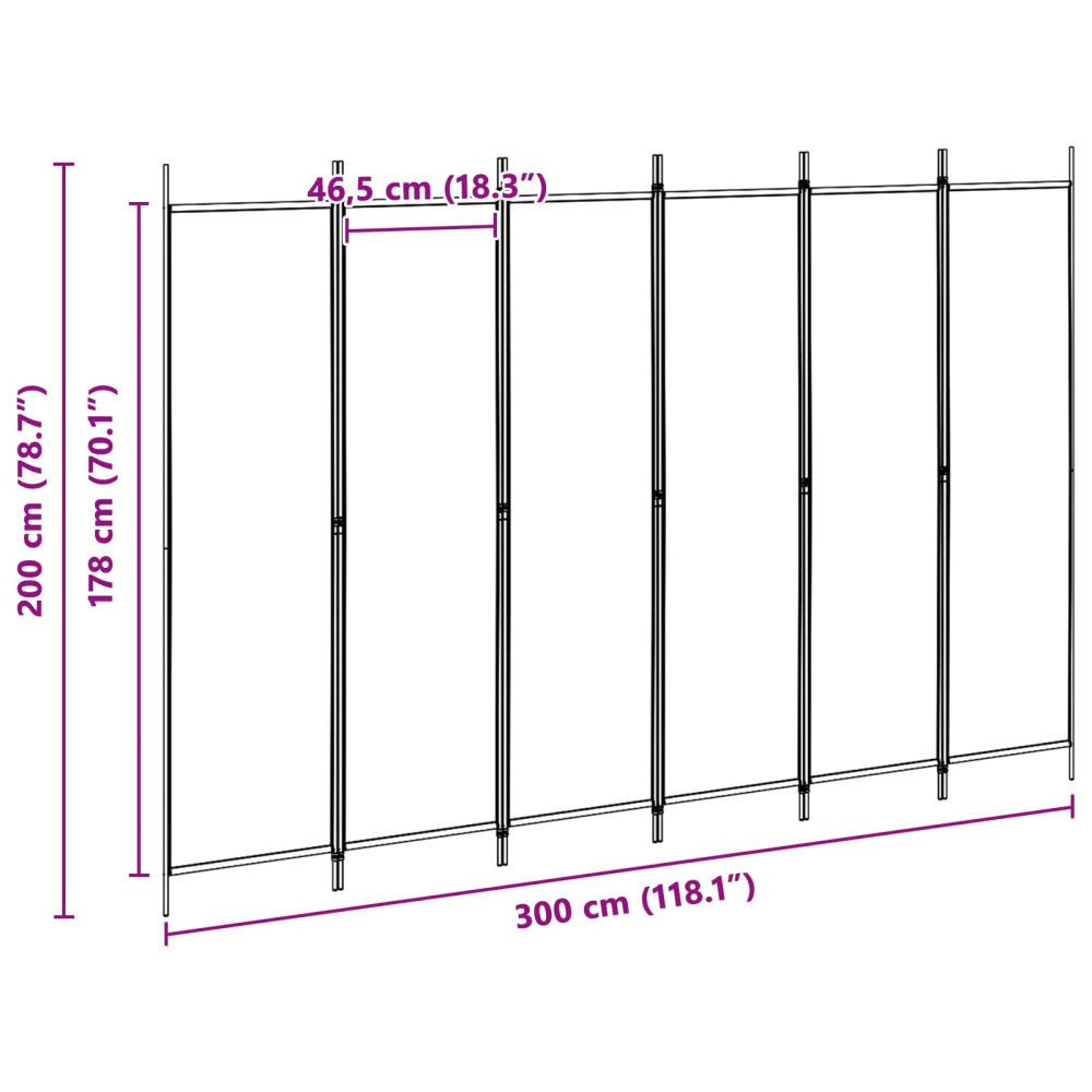 Produktbild för 6-panelers rumsavdelare Beige 300 x 200 cm Tyg