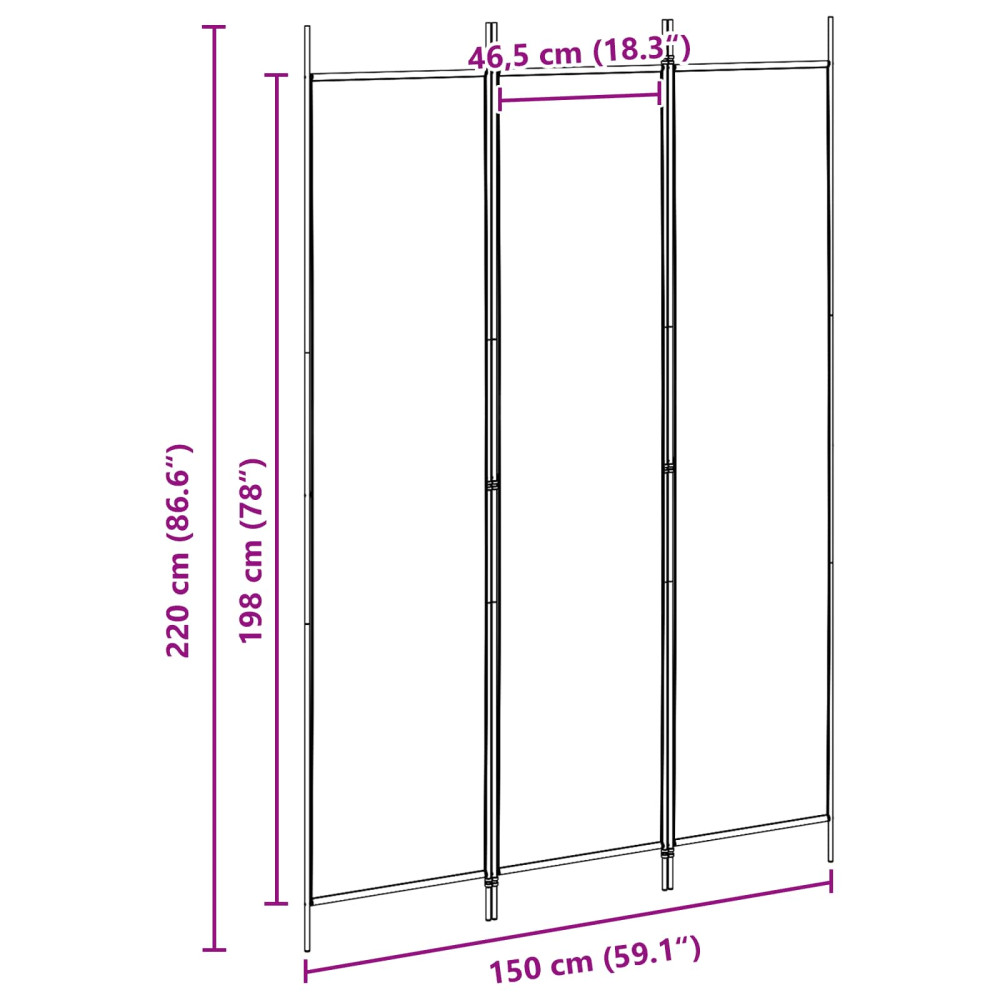 Produktbild för 3-panelers rumsavdelare Beige 150 x 220 cm Tyg