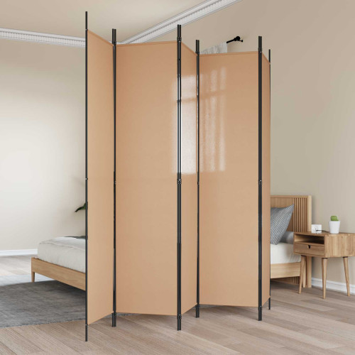 vidaXL 5-panel rumsavskiljare Beige 250 x 220 cm Tyg