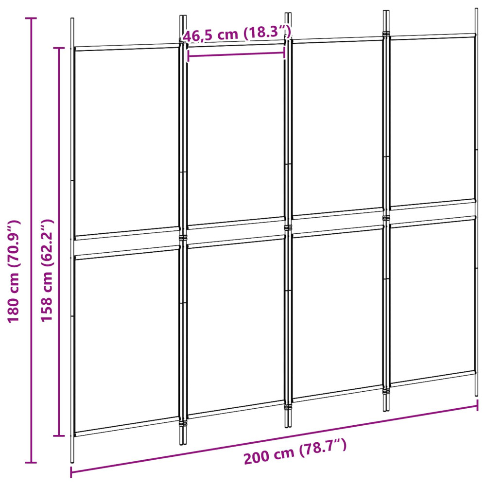Produktbild för 4-panel rumavdelare Beige 200 x 180 cm Tyg