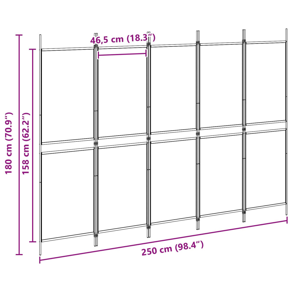 Produktbild för 5-panel rumsavskiljare Beige 250 x 180 cm Tyg