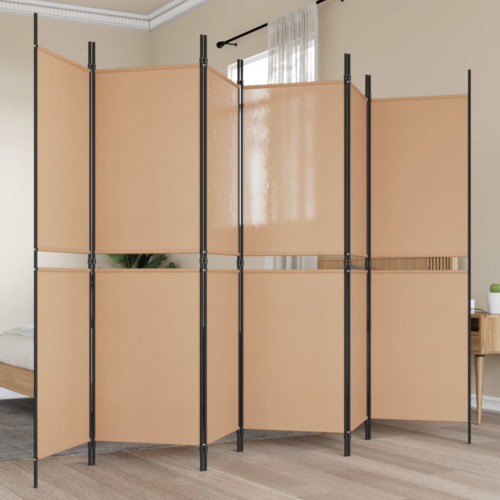 Produktbild för 6-panelers rumsavdelare Beige 300 x 180 cm Tyg