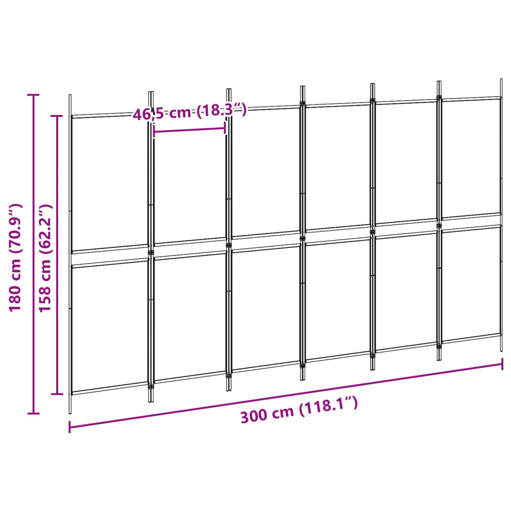 Produktbild för 6-panelers rumsavdelare Beige 300 x 180 cm Tyg