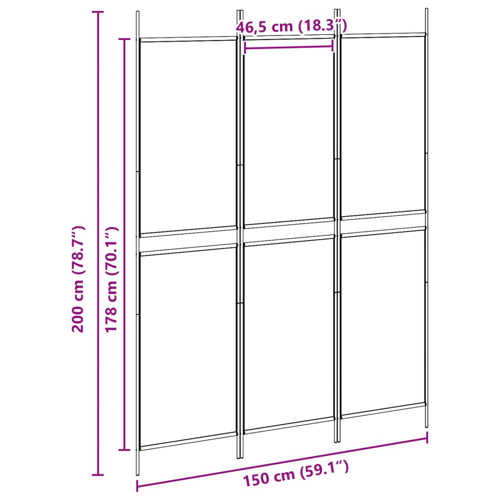 Produktbild för 3-panelers rumsavdelare Beige 150 x 200 cm Tyg