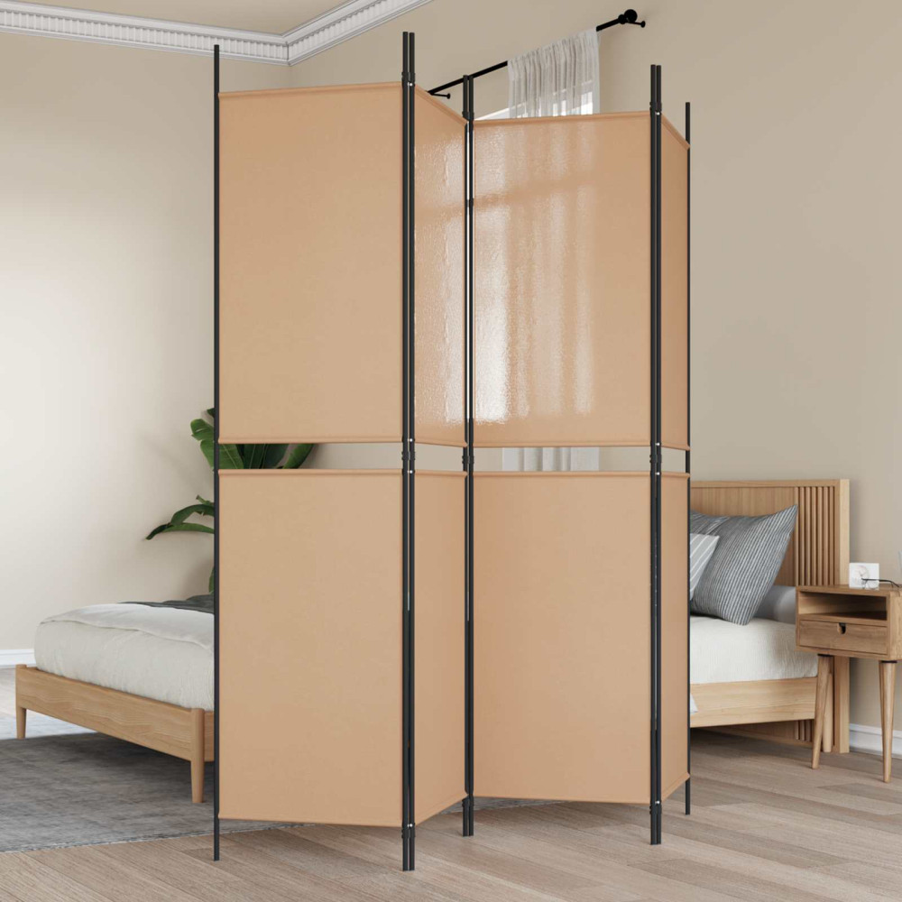 Produktbild för 4-panelig rumsavskiljare Beige 200 x 200 cm Tyg