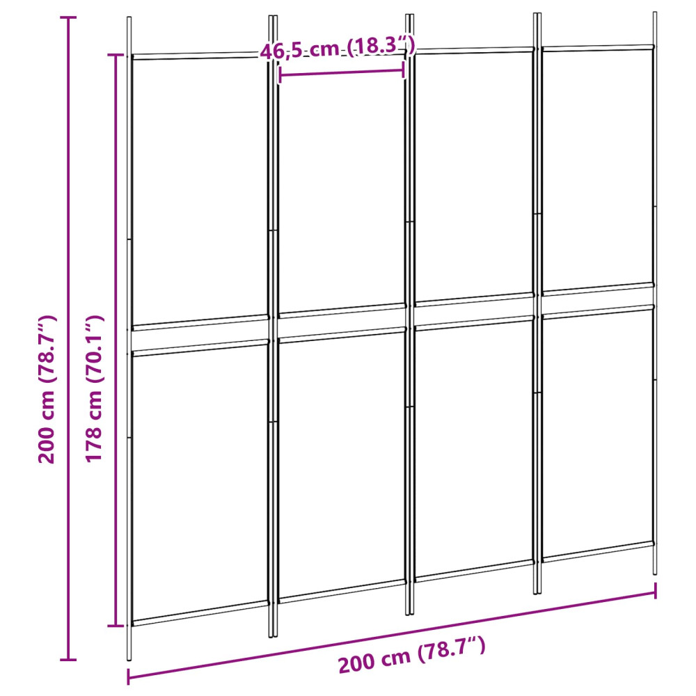 Produktbild för 4-panelig rumsavskiljare Beige 200 x 200 cm Tyg