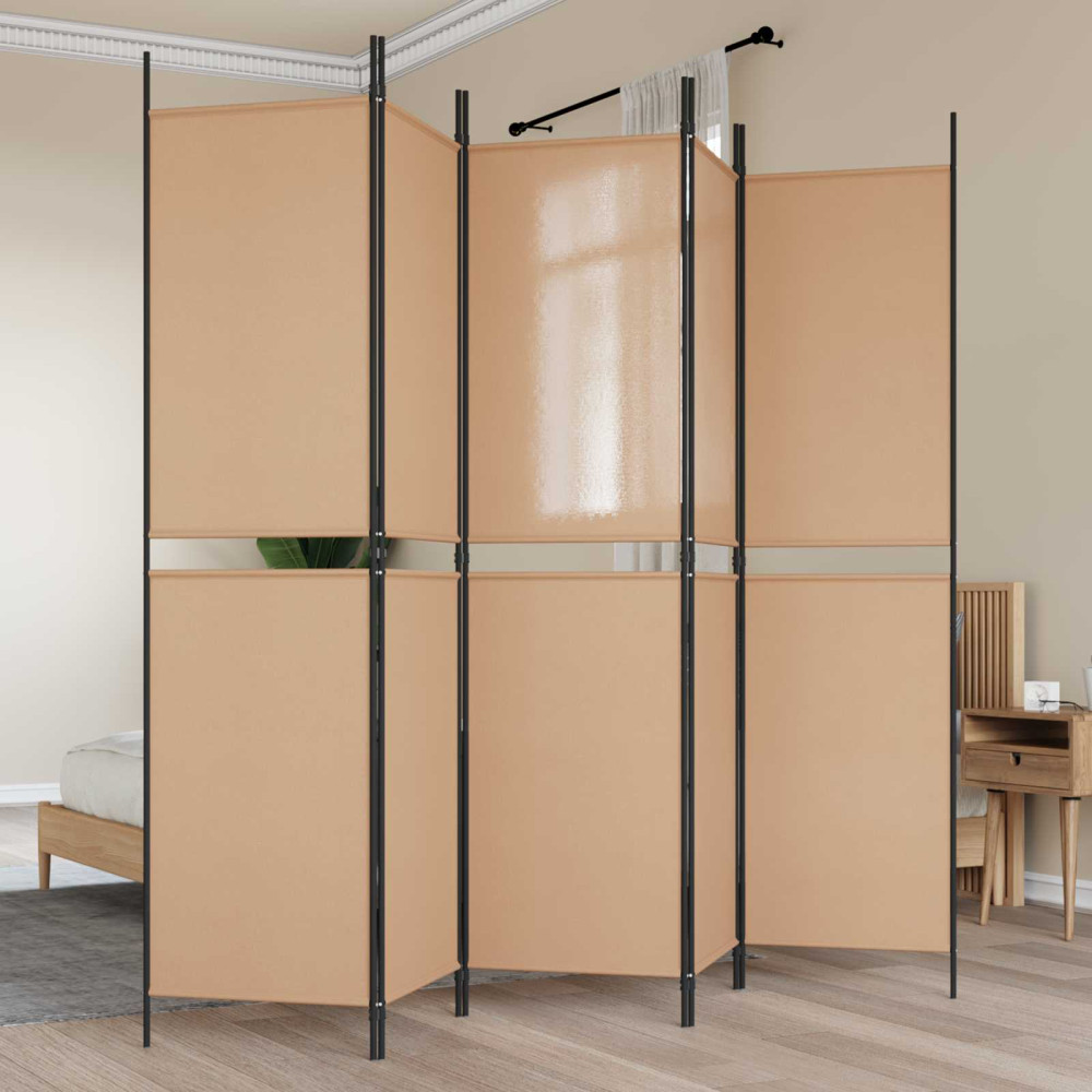 Produktbild för 5-panel rumskärm Beige 250 x 200 cm Tyg