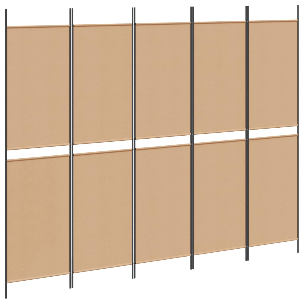 Produktbild för 5-panel rumskärm Beige 250 x 200 cm Tyg