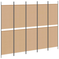 Produktbild för 5-panel rumskärm Beige 250 x 200 cm Tyg