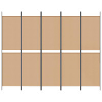 Produktbild för 5-panel rumskärm Beige 250 x 200 cm Tyg