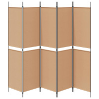 Produktbild för 5-panel rumskärm Beige 250 x 200 cm Tyg