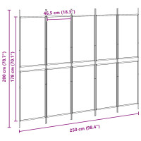 Produktbild för 5-panel rumskärm Beige 250 x 200 cm Tyg