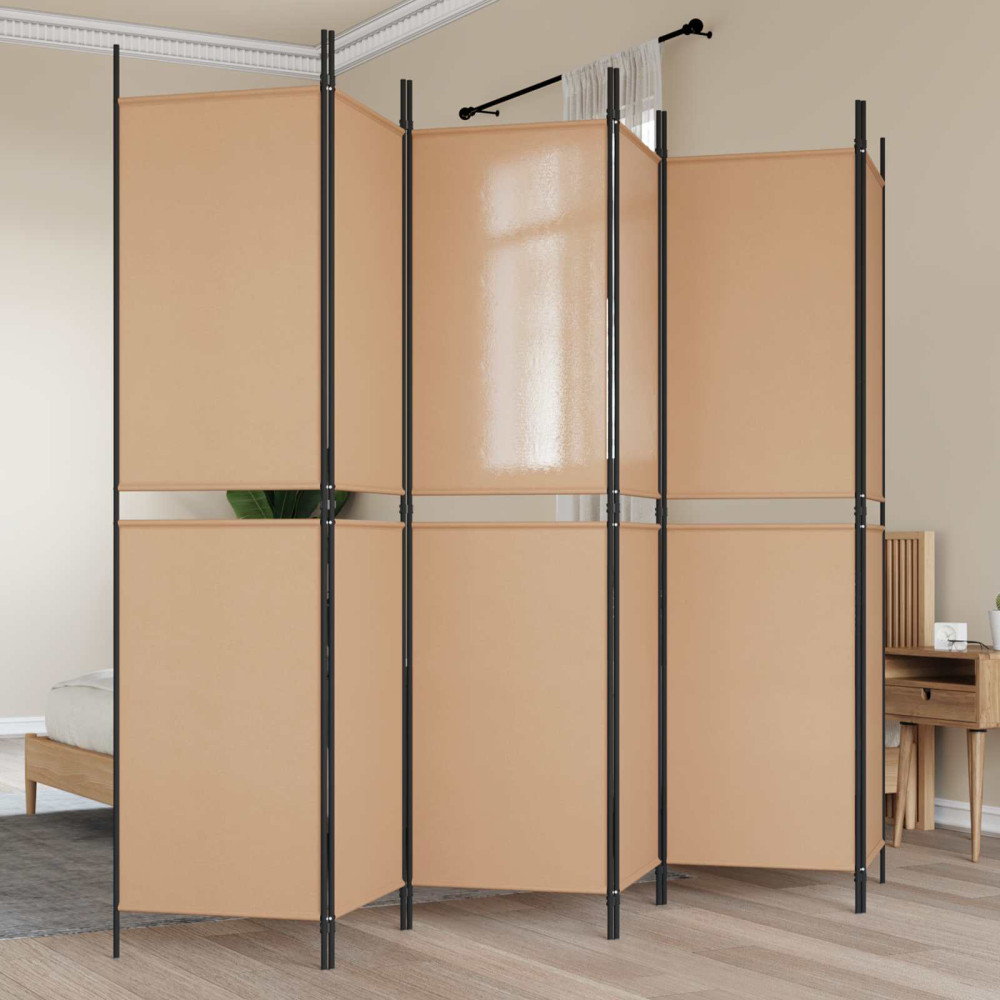 Produktbild för 6-panelers rumsavdelare Beige 300 x 200 cm Tyg