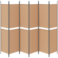 Produktbild för 6-panelers rumsavdelare Beige 300 x 200 cm Tyg